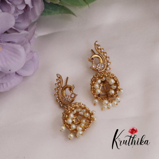 Trendy CZ Peacock Jhumka E711