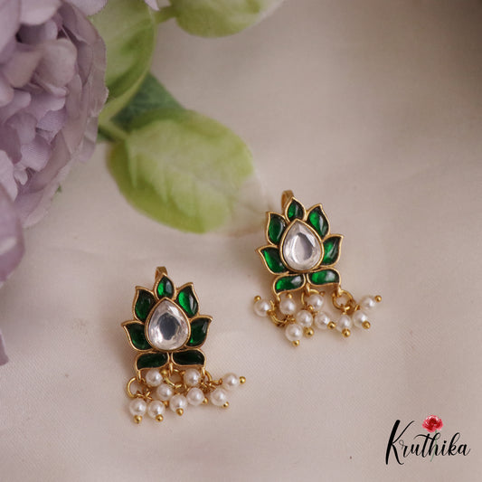 Pretty Kemp Lotus Motifs Earcuffs | Upper Earrings | Bugadi Earrings E1024 (Available In 4 Colors)