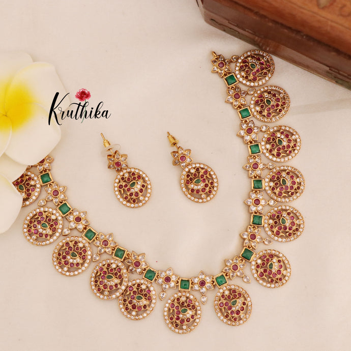 Premium Kempu Coin Necklace (Bottu maala)  NC1782