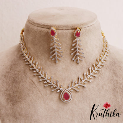Elegant Leaf Motifs AD Victorian Necklace NC2901 (Available In 2 Colors)