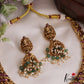 Grand Antique Nagas Lakshmi Necklace With Three Interchangeable Pendants And Green Bead Drops NC2730