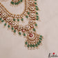 Gorgeous Floral Motifs Polki Victorian Jadau Haaram With Green Bead Drops LH2114