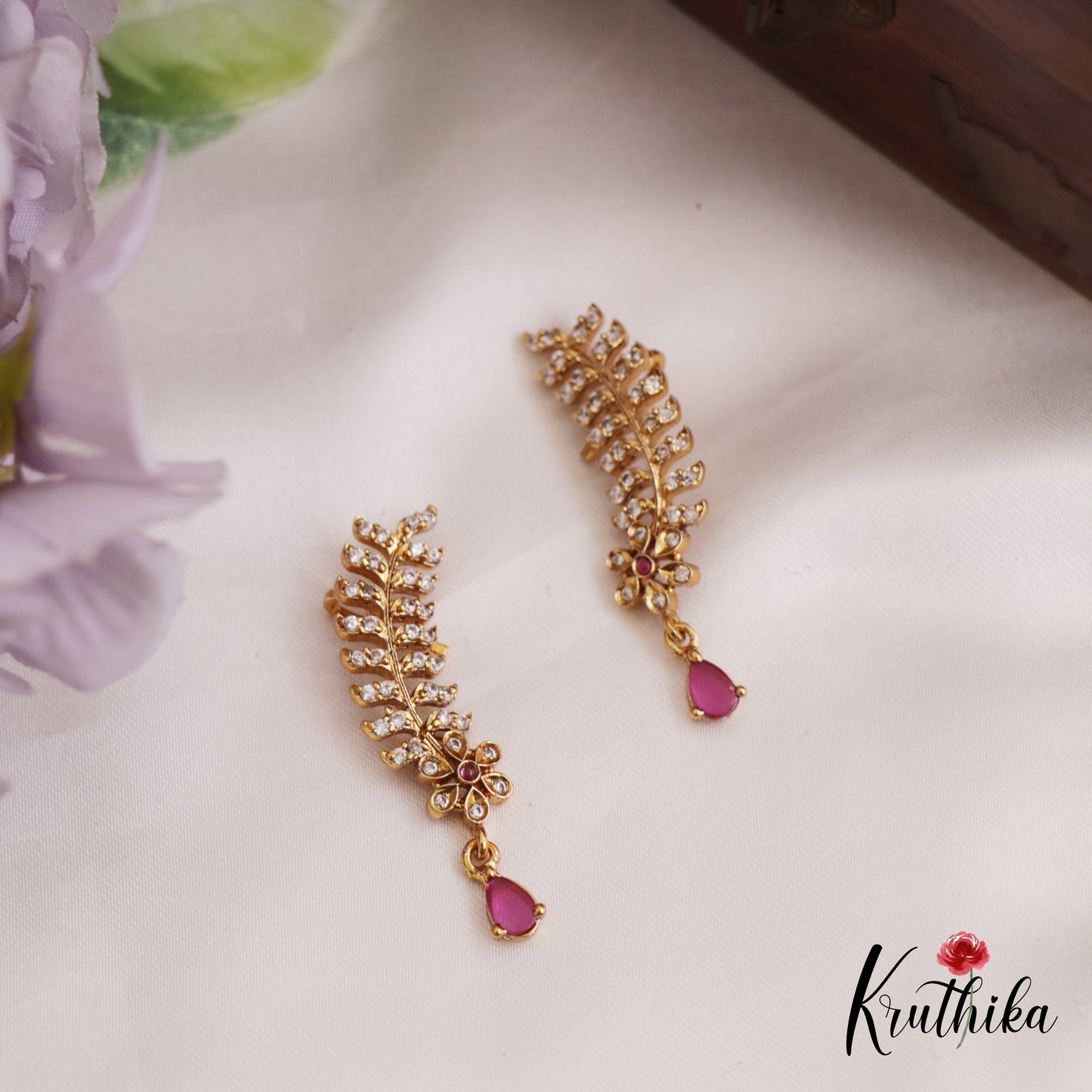 Elegant Floral Motifs AD Earcuff E911 (Available In 3 Colors)