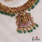 Grand Antique Nagas Lakshmi Necklace With Three Interchangeable Pendants And Green Bead Drops NC2730