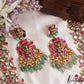 Grand Antique Nagas Ashta Lakshmi Motifs Polki Jadau Necklace With Green Bead Drops NC3145