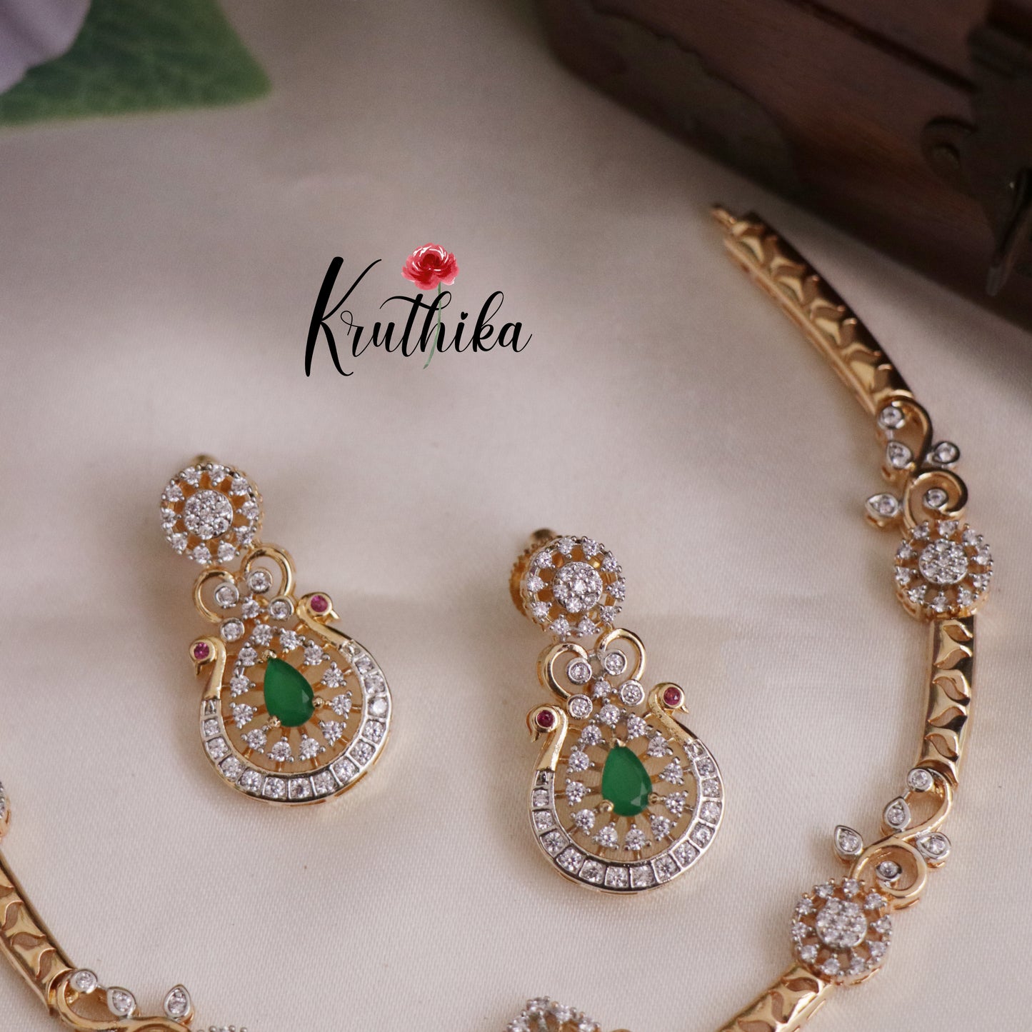 Beautiful CZ Victorian Peacock Pendant Hasli Necklace NC2285 (Available in 3 Colors)