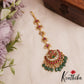 Pretty Floral Teardrop Motifs Jadau Maang Tikka With Green Bead Drops MT386