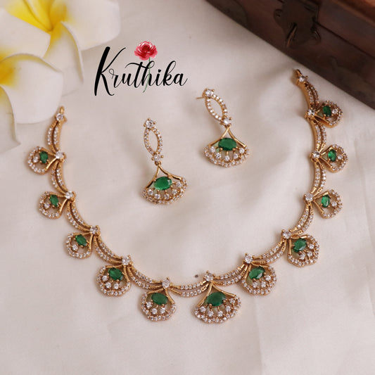 Simple American Diamond Drop Pendants Necklace Set NC1991 (Available in 2 Colours)