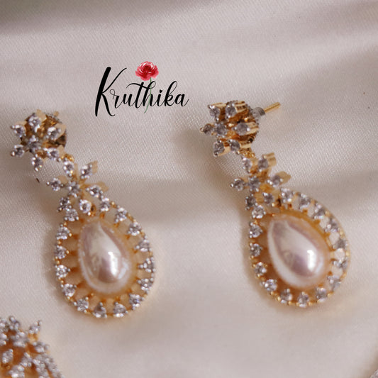 Beautiful CZ Moonlight Pearl Drop Necklace Set NC2270