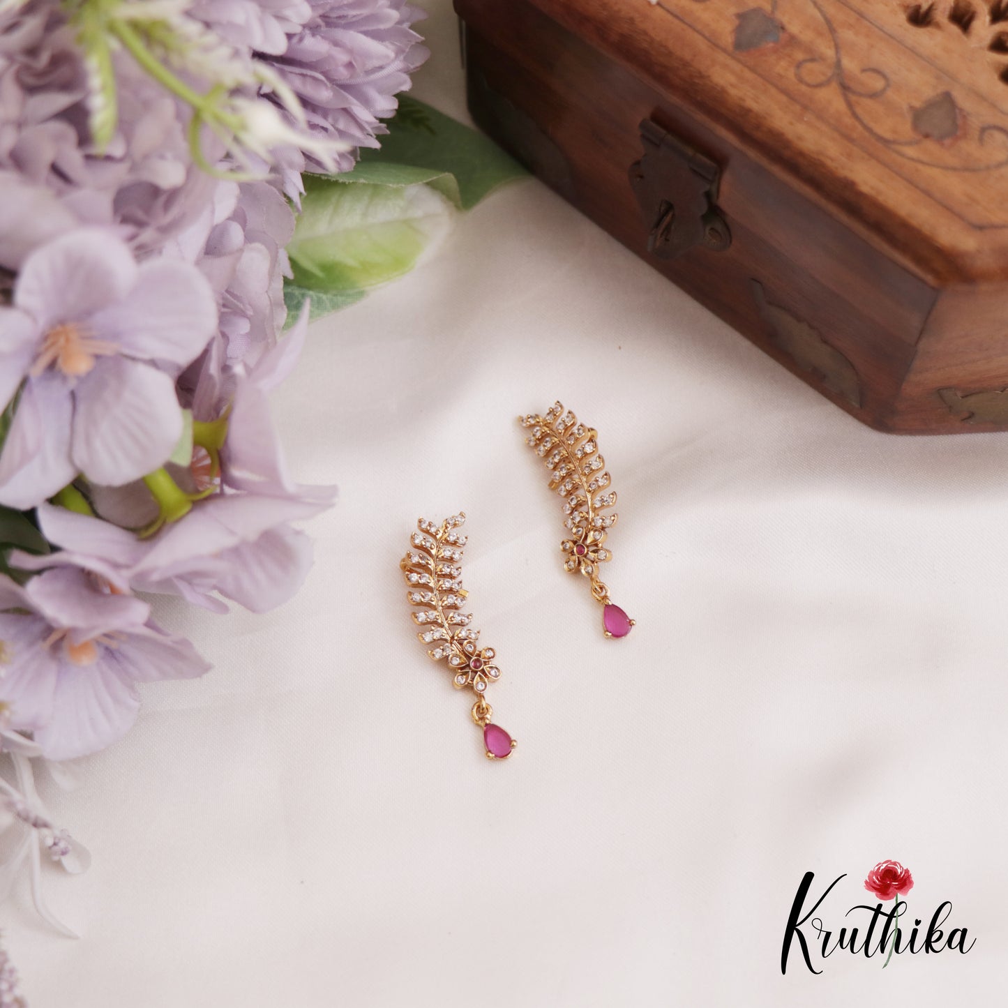 Elegant Floral Motifs AD Earcuff E911 (Available In 3 Colors)