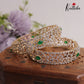 Elegant AD Gold Finish Floral Bangles B335 (Set Of 2 Bangles)