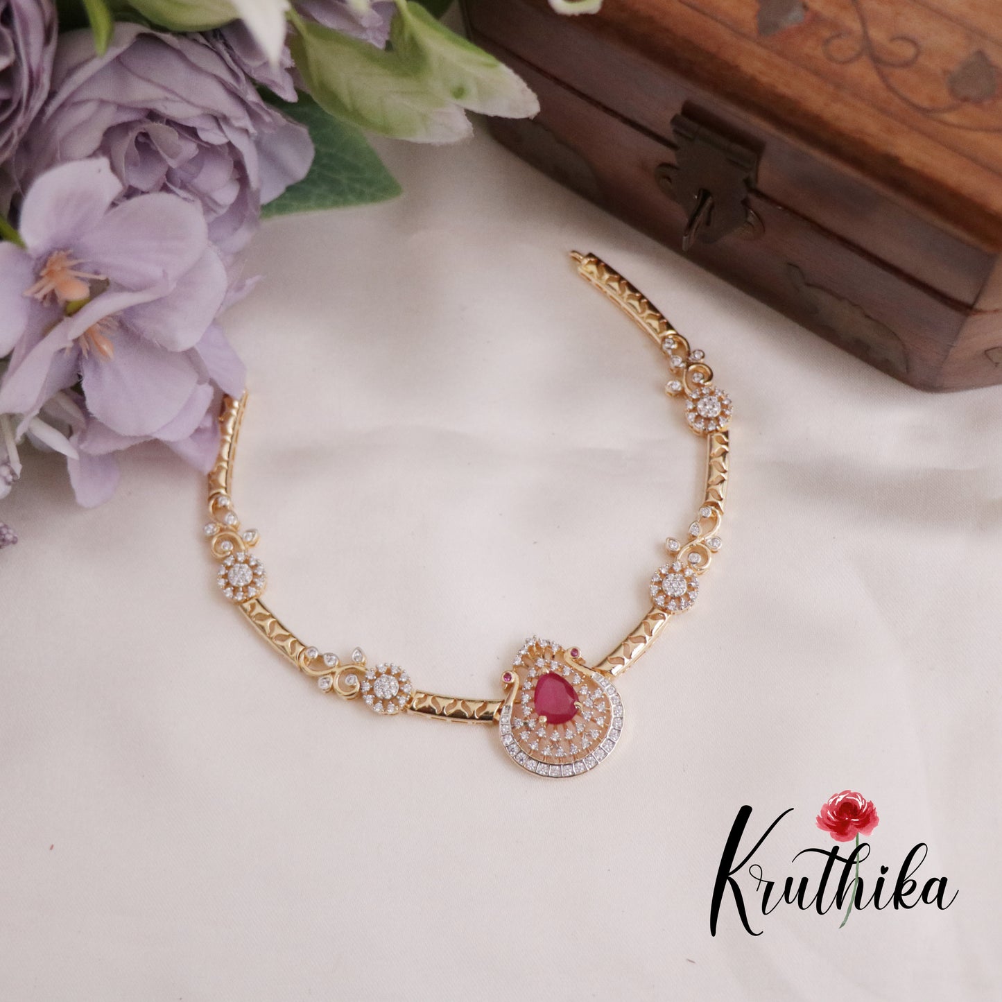 Beautiful CZ Victorian Peacock Pendant Hasli Necklace NC2285 (Available in 3 Colors)