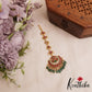 Pretty Floral Teardrop Motifs Jadau Maang Tikka With Green Bead Drops MT386