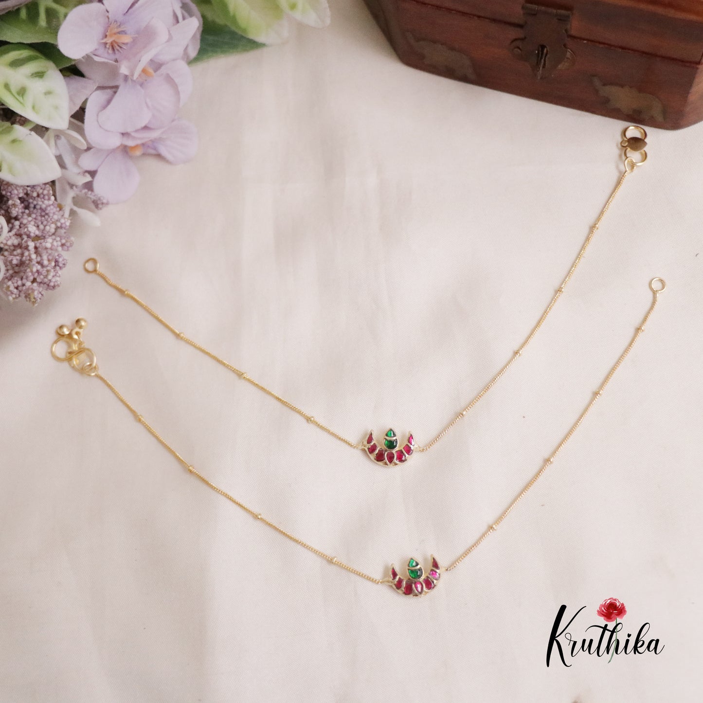 Simple Jadau Anklets A49