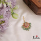 Simple Floral Motifs Jadau Maang Tikka With Green Bead Drops MT354