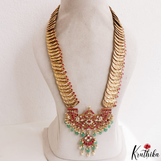 Grand Antique Peacock Lakshmi Coin Jadau Haaram-Cum-Hip Belt LH2209 (Avaialble In 2 Colors)