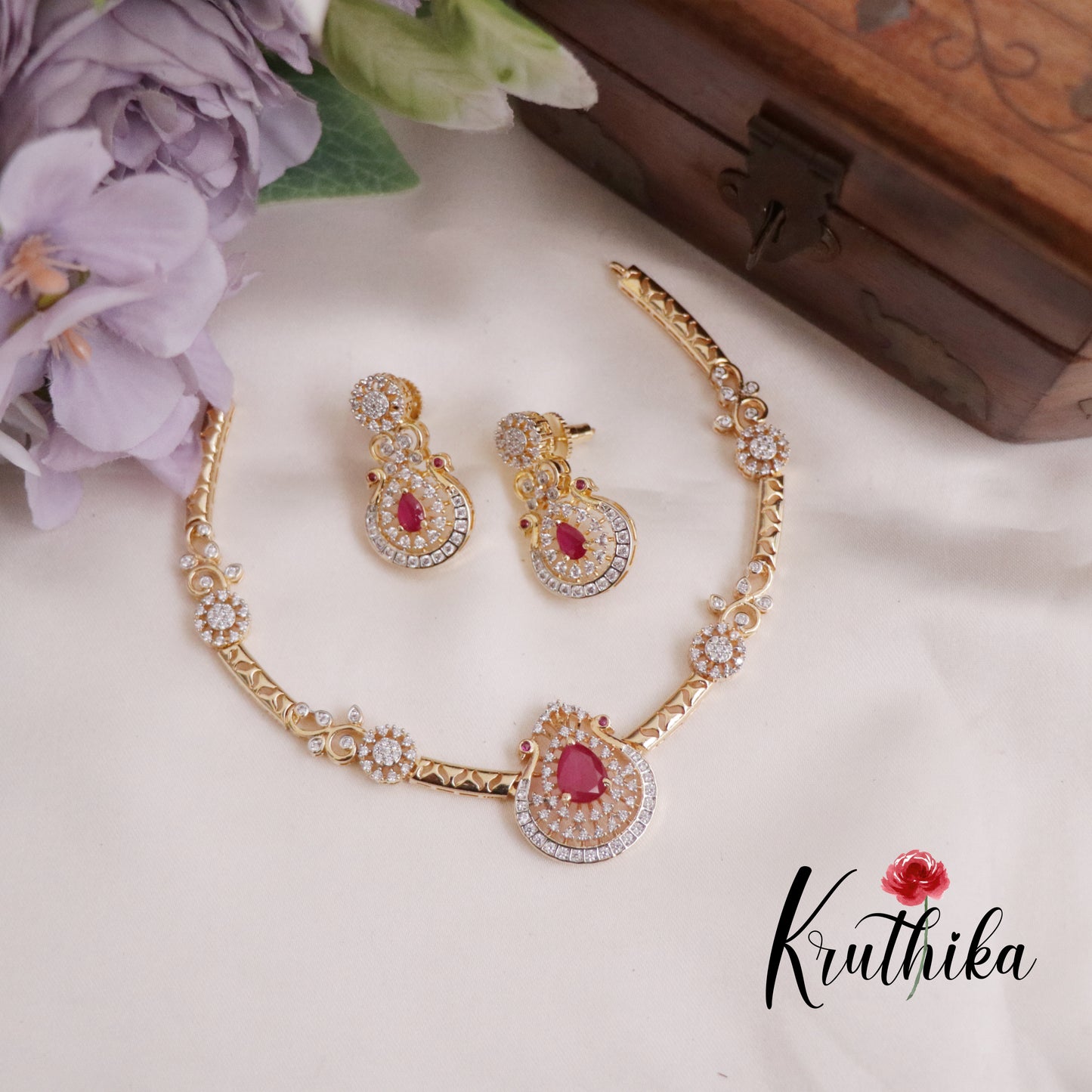 Beautiful CZ Victorian Peacock Pendant Hasli Necklace NC2285 (Available in 3 Colors)