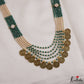 Emerald Green & Pearl Multi-Layer Coin Necklace LH25003