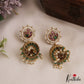 Stunning Peacock Motifs Kemp Jhumkas With Pear Bead Drops E1103 (Available In 2 Colors)