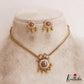 Classic Floral Peacock Motifs AD Pendant Chain Set NC2874