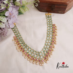 Trendy Onyx Beads Layered Pink Stone Choker With Golden Beads Drops NC2215