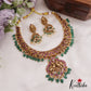 Grand Antique Nagas Lakshmi Necklace With Three Interchangeable Pendants And Green Bead Drops NC2730