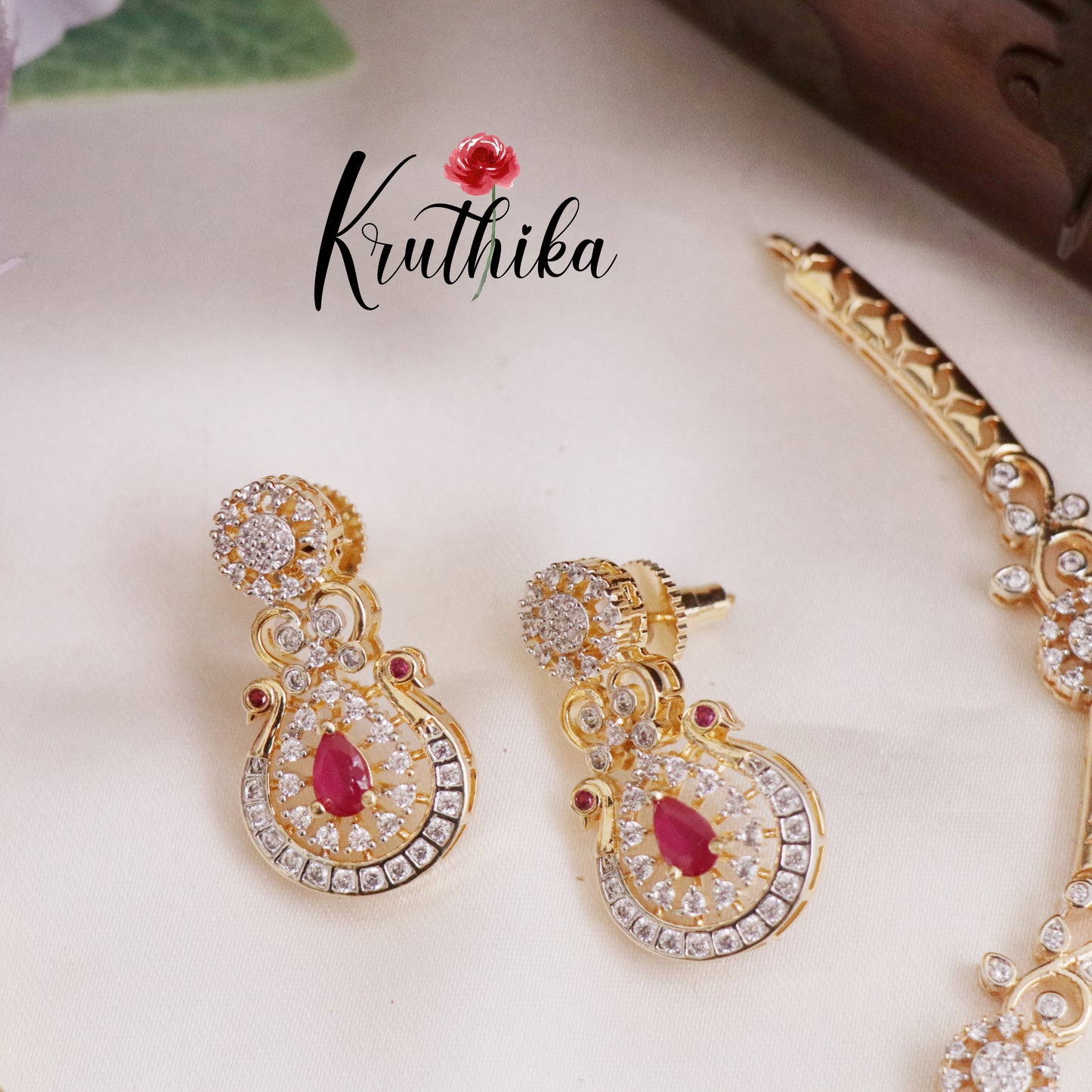 Beautiful CZ Victorian Peacock Pendant Hasli Necklace NC2285 (Available in 3 Colors)