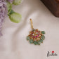 Simple Floral Motifs Jadau Maang Tikka With Green Bead Drops MT354