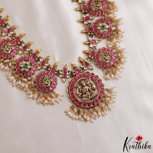 Royal Antique Lakshmi Bottu Jadau Haaram With Rice Pearl Drops LH2171