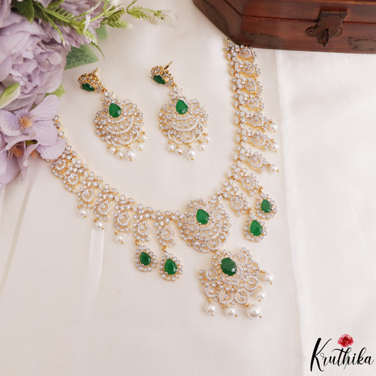 Trendy Teardrop Motifs CZ Victorian Necklace NC3267 (Available In 2 Colors)