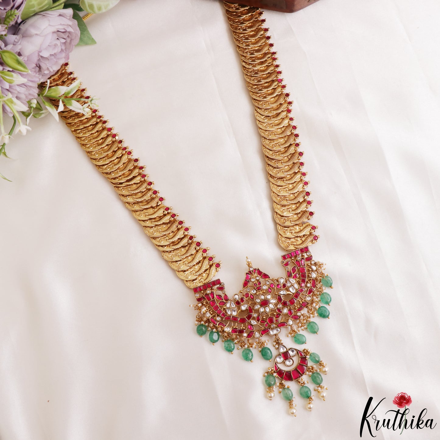 Grand Antique Peacock Lakshmi Coin Jadau Haaram-Cum-Hip Belt LH2209 (Avaialble In 2 Colors)