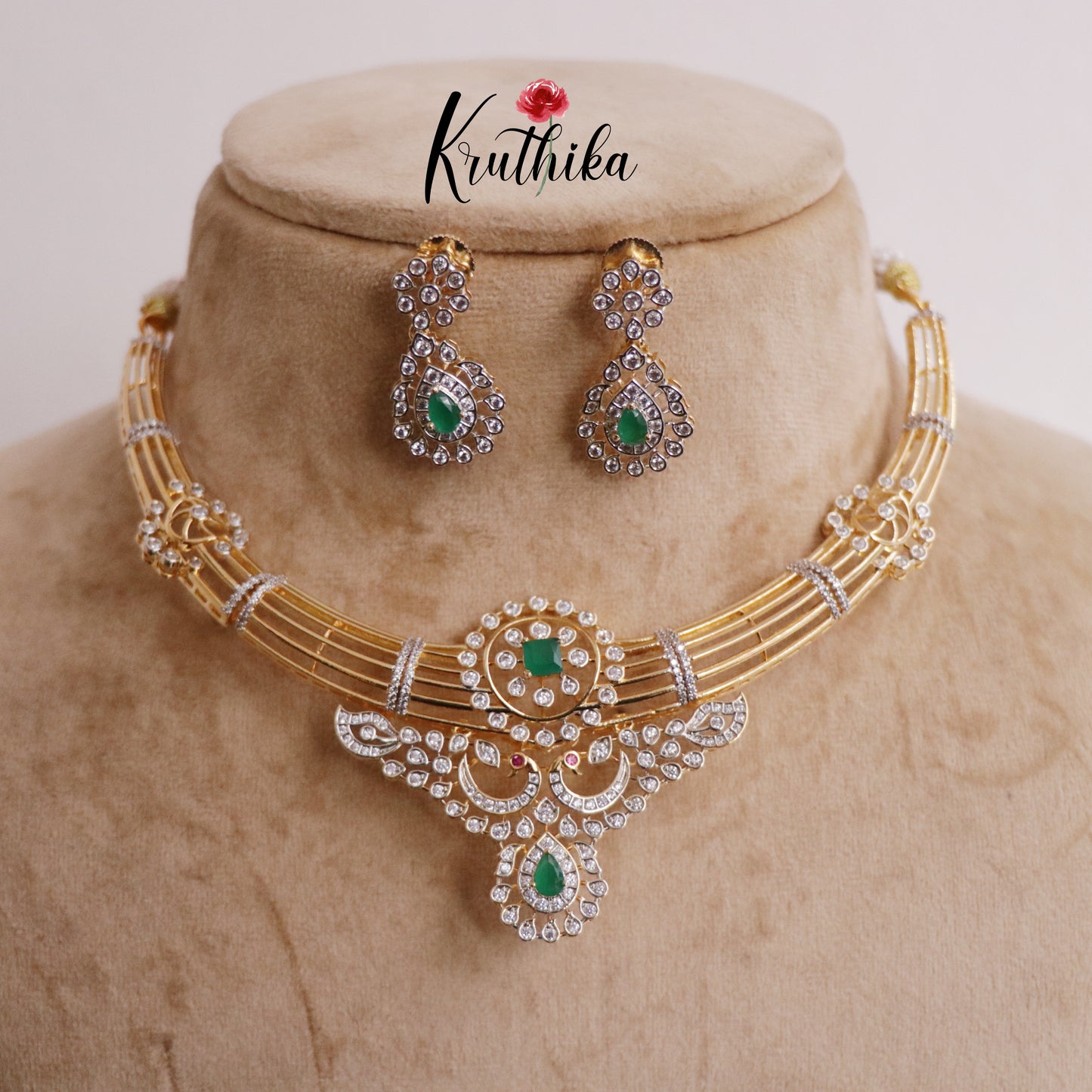 Trendy AD/ Victorian Peacock Hasli Necklace NC2250 (Available in 2 Colours)