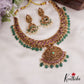 Grand Antique Nagas Lakshmi Necklace With Three Interchangeable Pendants And Green Bead Drops NC2730