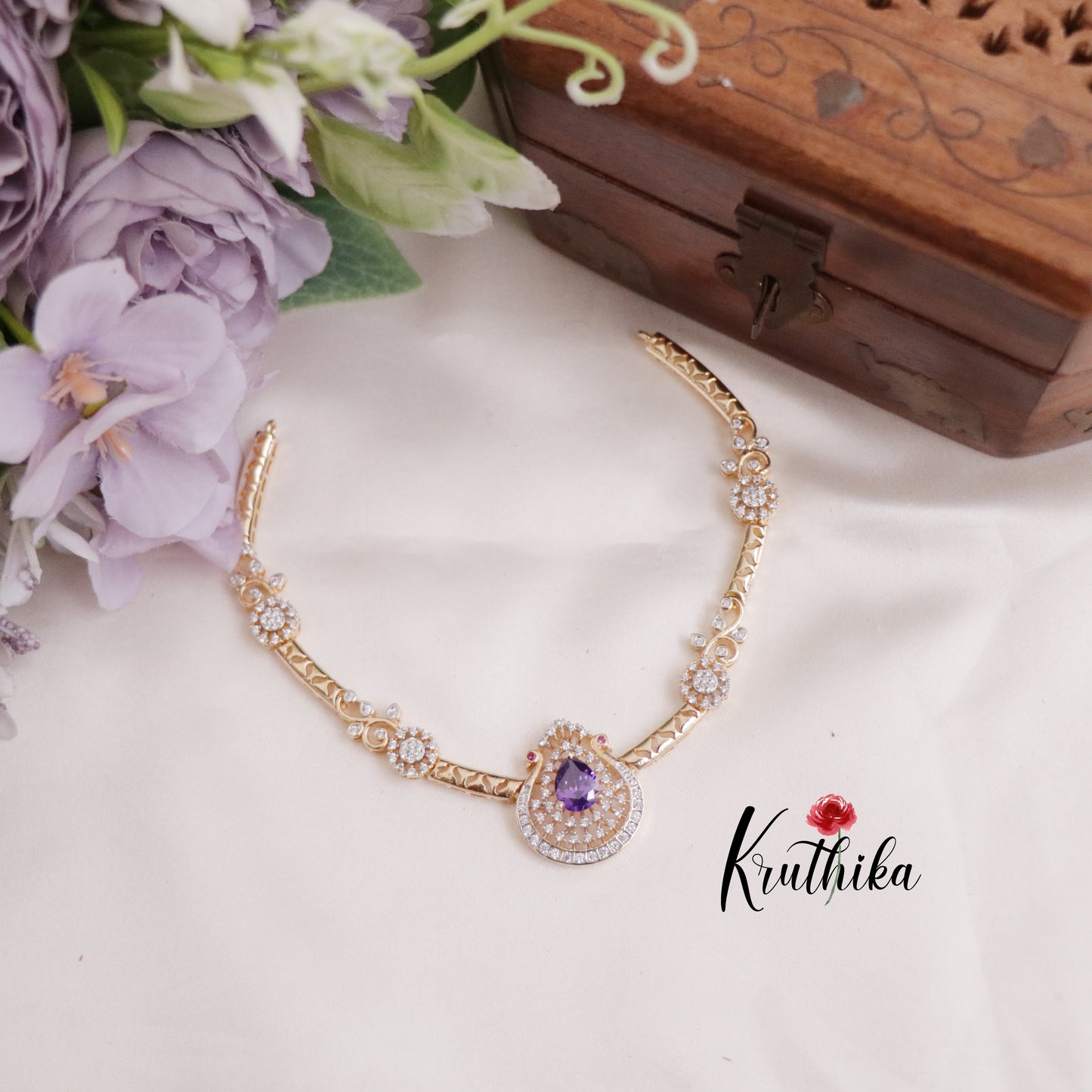 Beautiful CZ Victorian Peacock Pendant Hasli Necklace NC2285 (Available in 3 Colors)