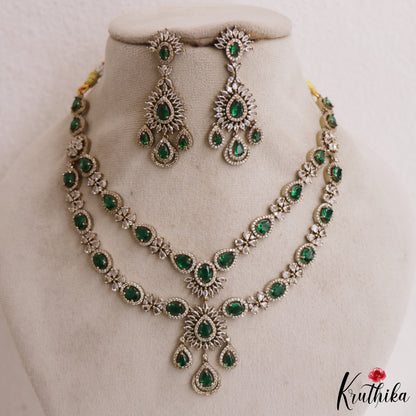 Premium Teardrop Motifs AD Victorian Necklace NC2968 (Available In 2 Colors)