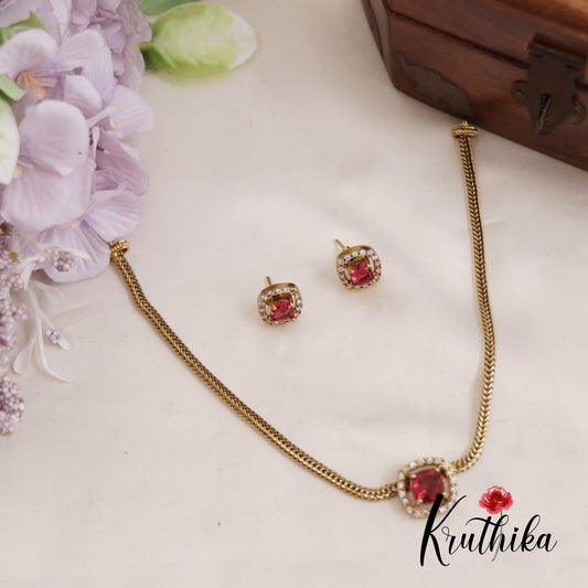 Simple Trendy CZ Necklace NC2610 (Available in 2 Colours)