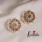 Simple Antique Kemp Floral Studs with Pearl Border E639