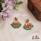 Premium Peacock Motifs Chandbali Jadau Earrings With Green Bead Drops E996