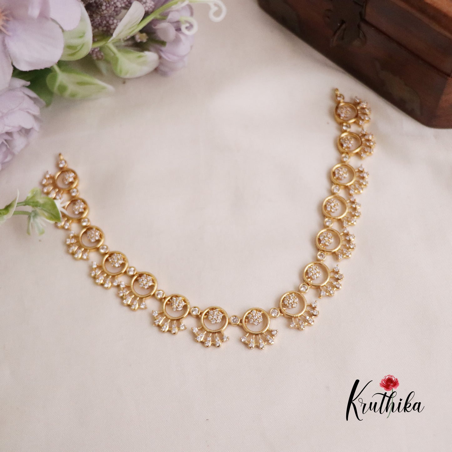 Trendy CZ Floral Motifs Necklace NC2617