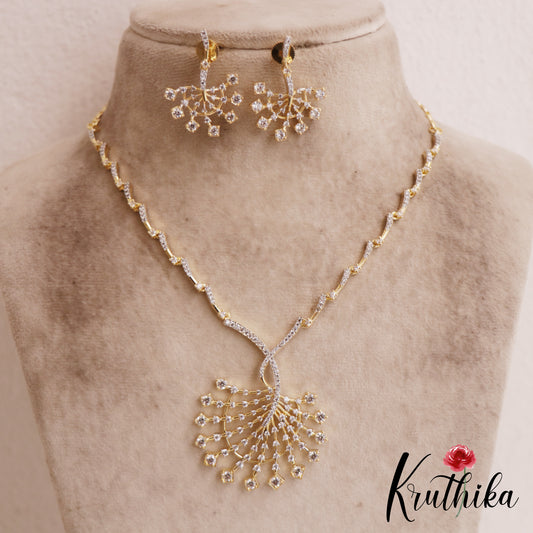Sparkling Gold-Tone AD Square Motifs Necklace NC2843
