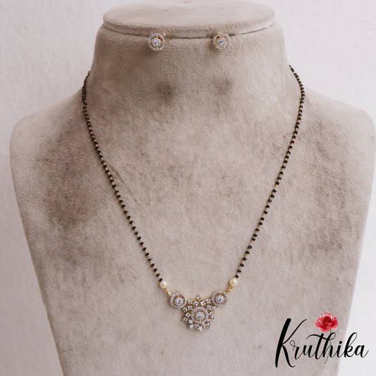 Classic Floral AD Mangalsutra with Earrings Set NC2907
