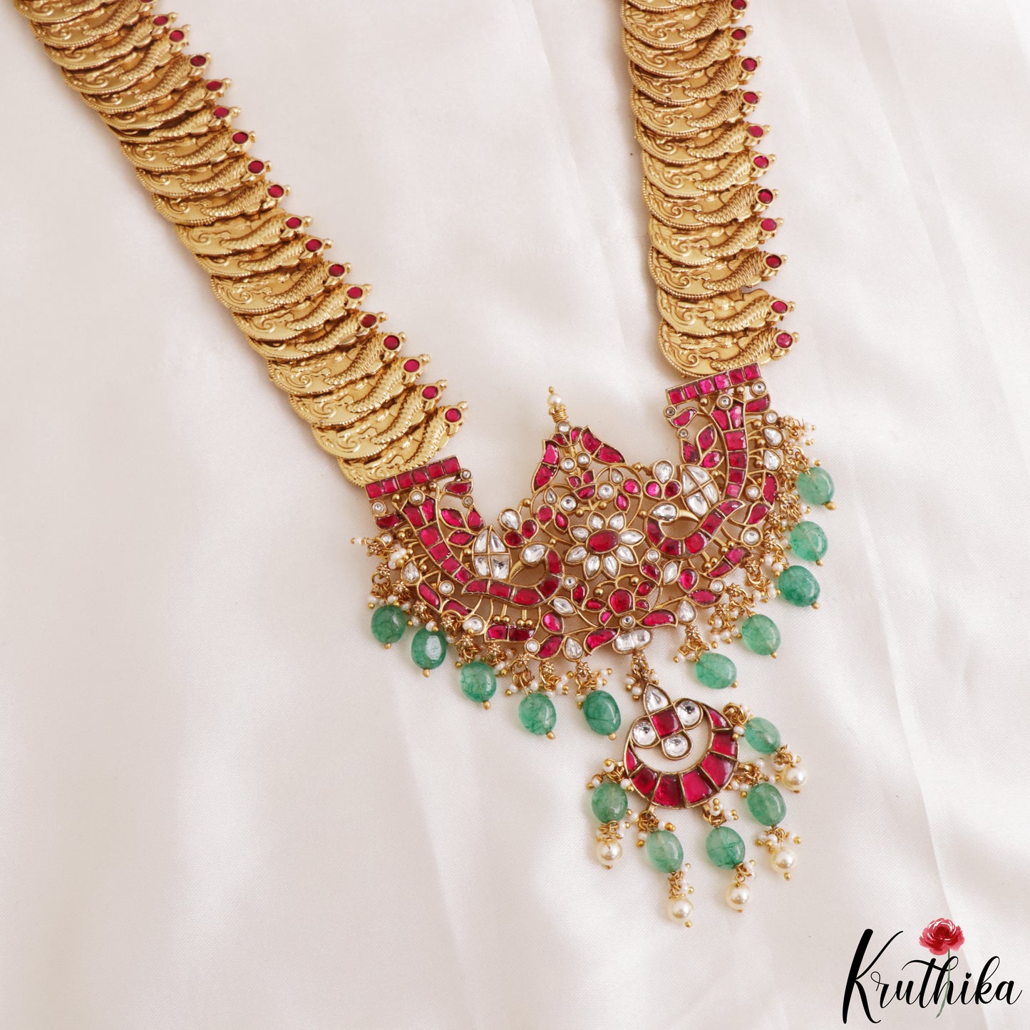 Grand Antique Peacock Lakshmi Coin Jadau Haaram-Cum-Hip Belt LH2209 (Avaialble In 2 Colors)