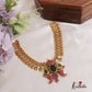 Beautiful Jadau Lakshmi Coin Necklace with Peacock Puligoru Pendant NC2406