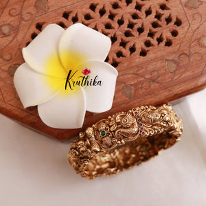 Antique finish Lakshmi Devi peacock single kada B77