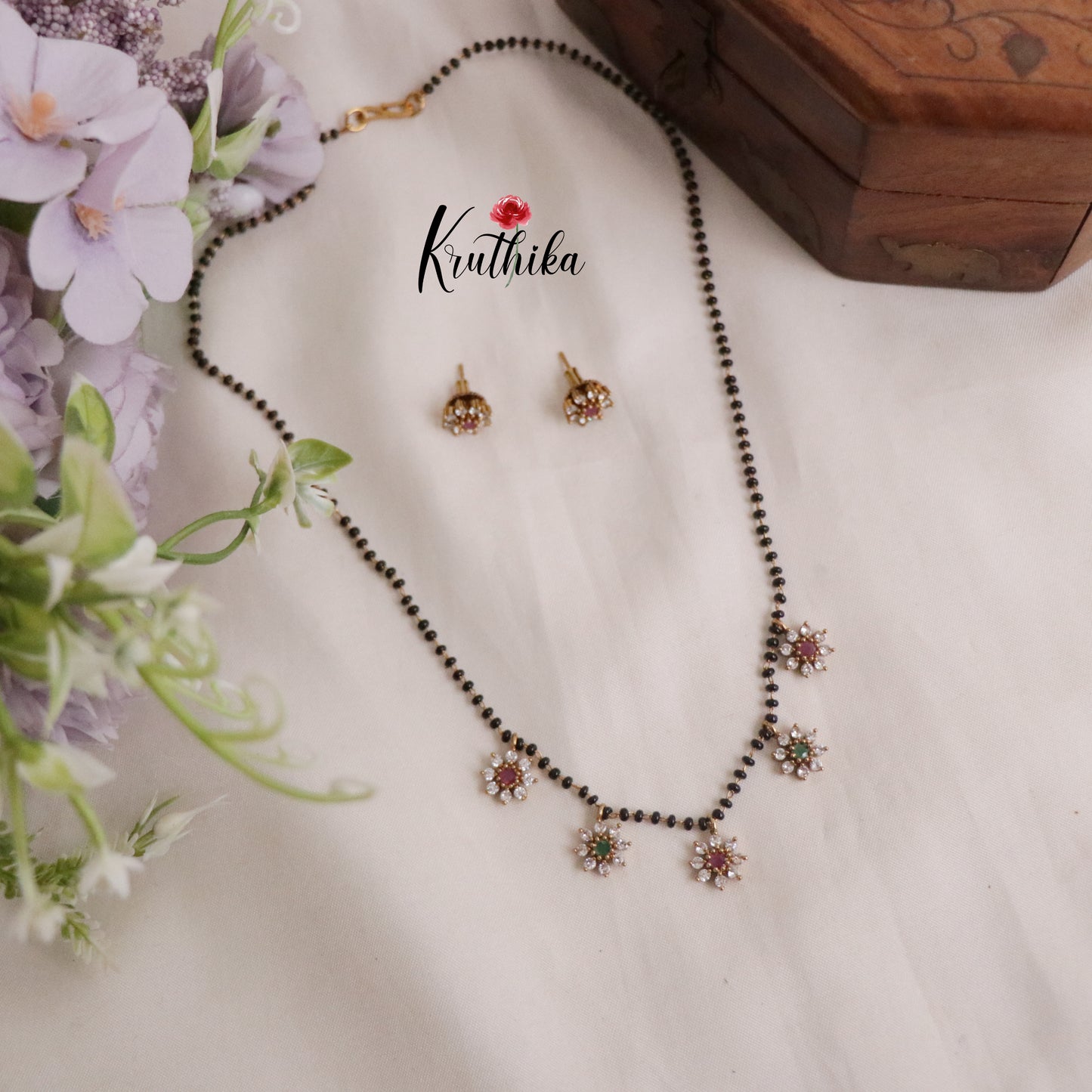 Beautiful Mangalsutra with Earrings Set NC2177 (Available in 3 Colours)