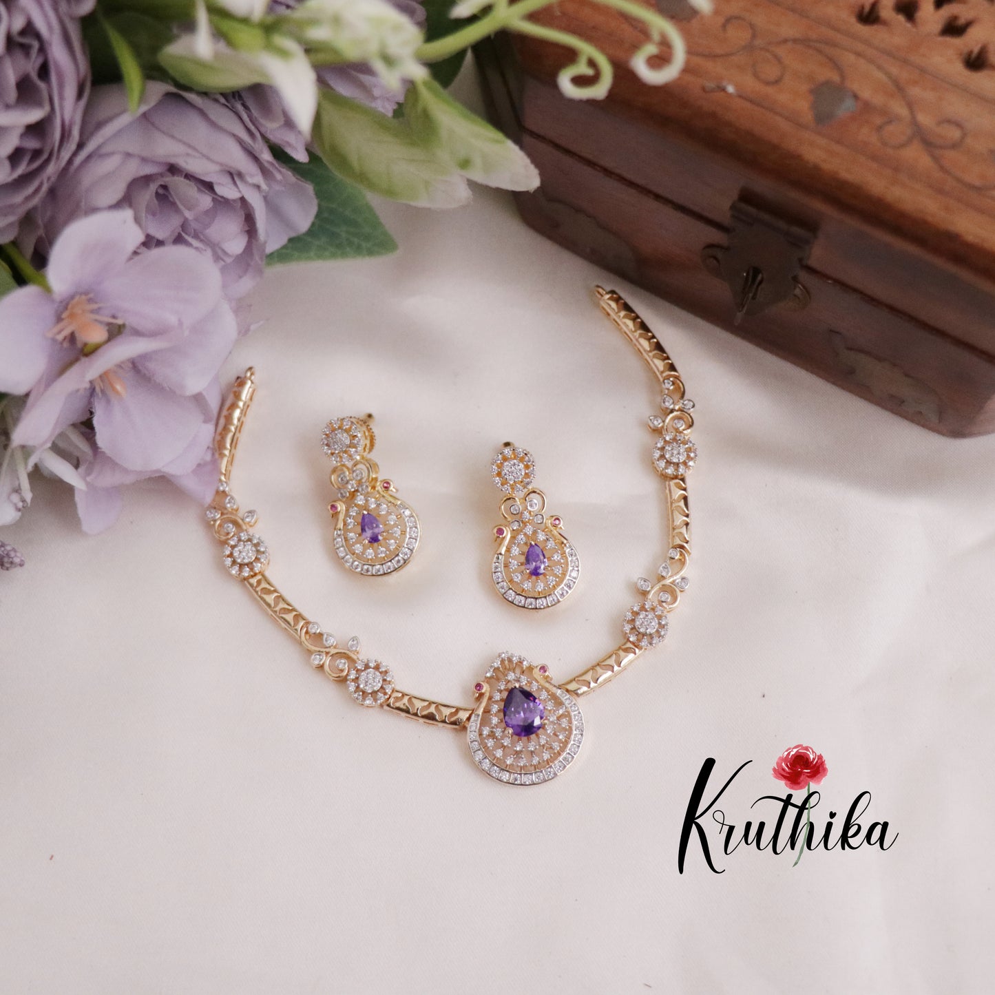 Beautiful CZ Victorian Peacock Pendant Hasli Necklace NC2285 (Available in 3 Colors)