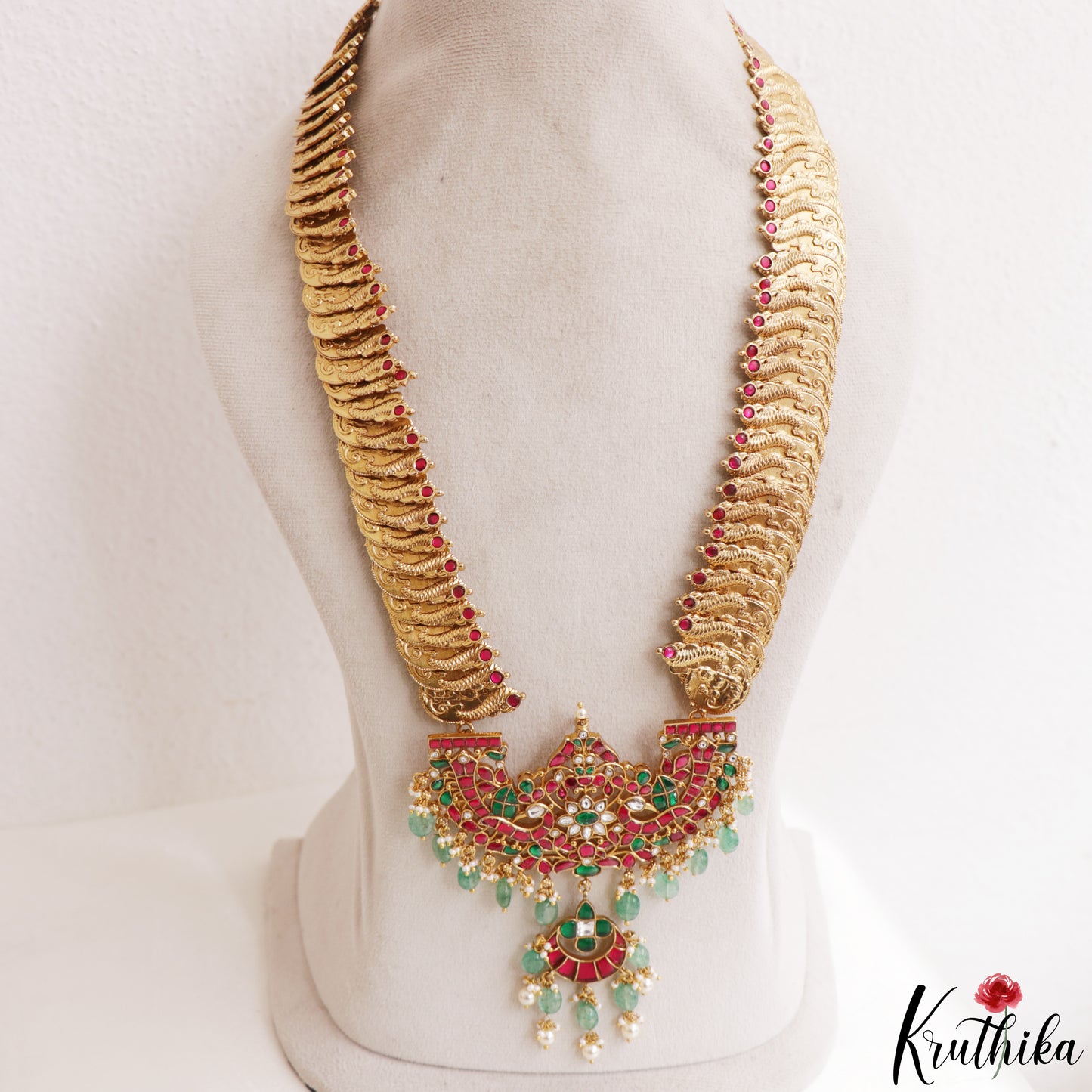 Grand Antique Peacock Lakshmi Coin Jadau Haaram-Cum-Hip Belt LH2209 (Avaialble In 2 Colors)