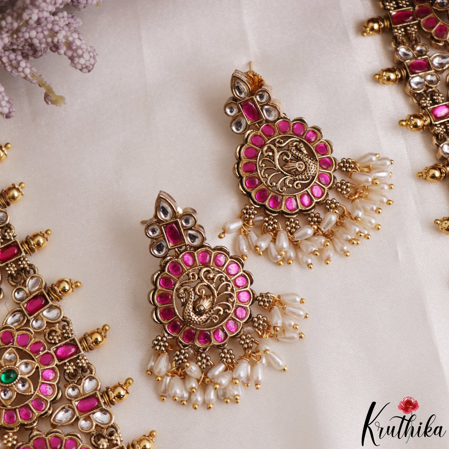 Royal Antique Lakshmi Bottu Jadau Haaram With Rice Pearl Drops LH2171