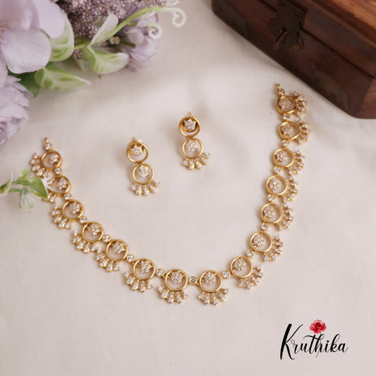 Trendy CZ Floral Motifs Necklace NC2617