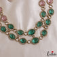 Stunning Double Layered Geometric Motifs Polki CZ Victorian Necklace NC3118
